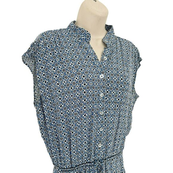 Max Studio Women's Sz S Blue Black White Floral Short Sleeveless Romper - Picture 2 of 8